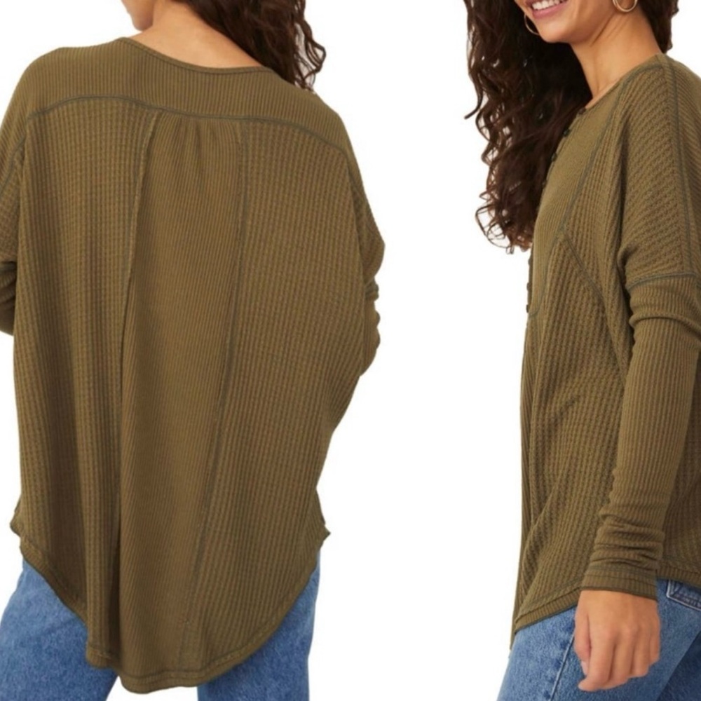 Free People Leo Henley Long Sleeve Top - Picture 2 of 6